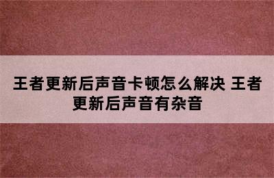 王者更新后声音卡顿怎么解决 王者更新后声音有杂音